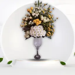 Natural Roses in A Transparent Vase